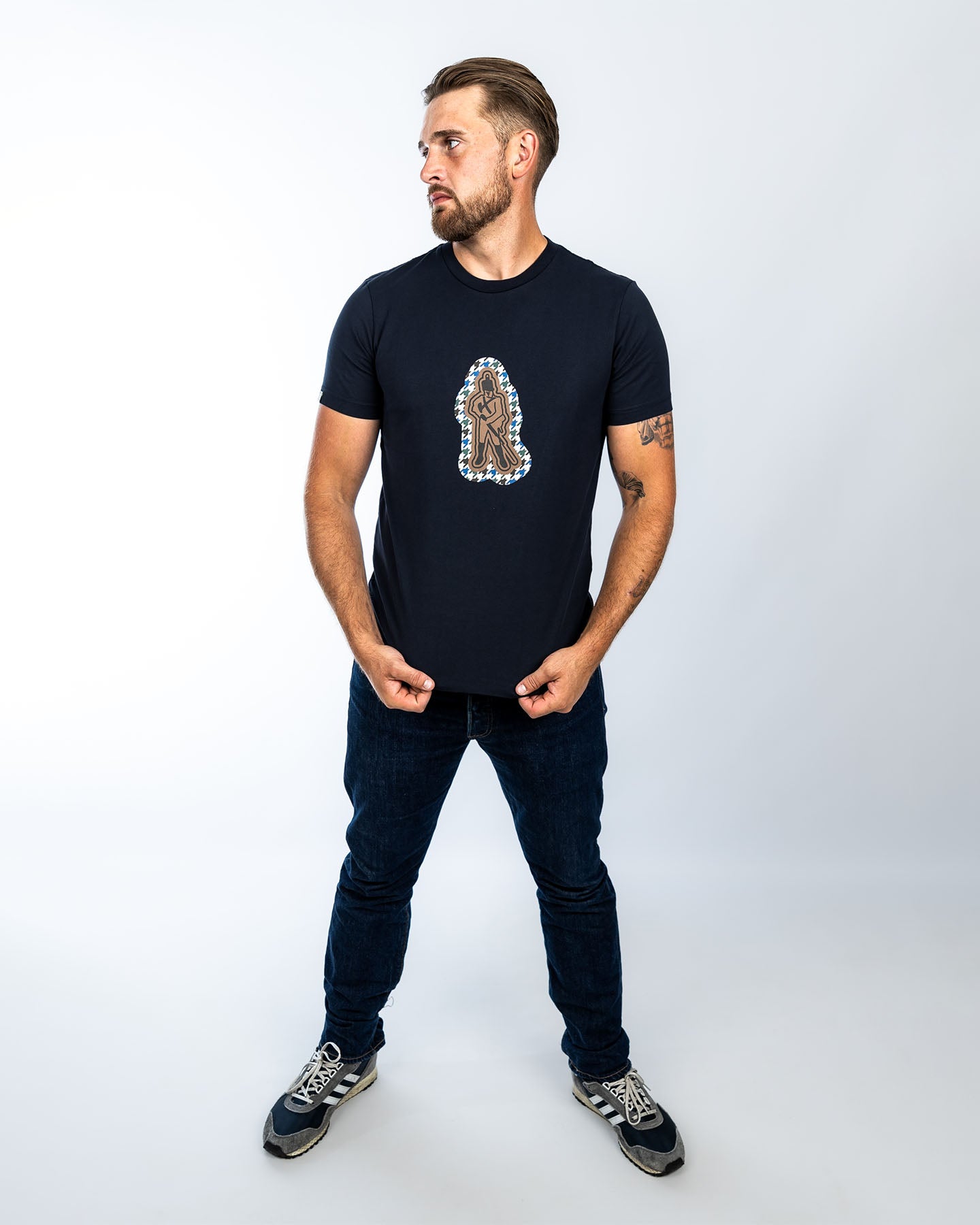 Dogtooth Footsoldier T-Shirt - Navy