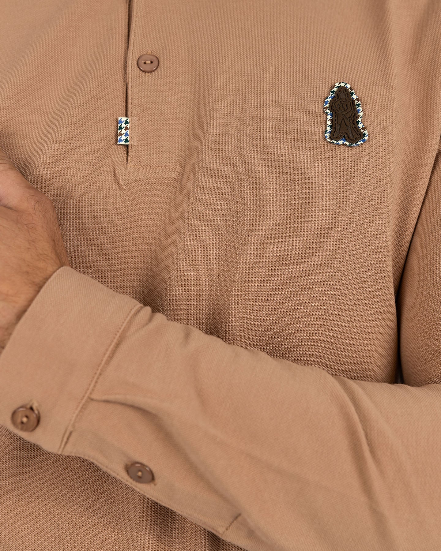 Long Sleeve Polo Shirt - Praline